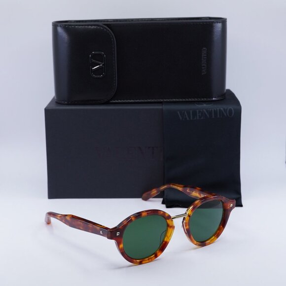 Valentino V-ESSENTIAL-IV VLS-132C Round Sunglasses - Havana\Green - Picture 1 of 11